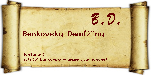 Benkovsky Demény névjegykártya
